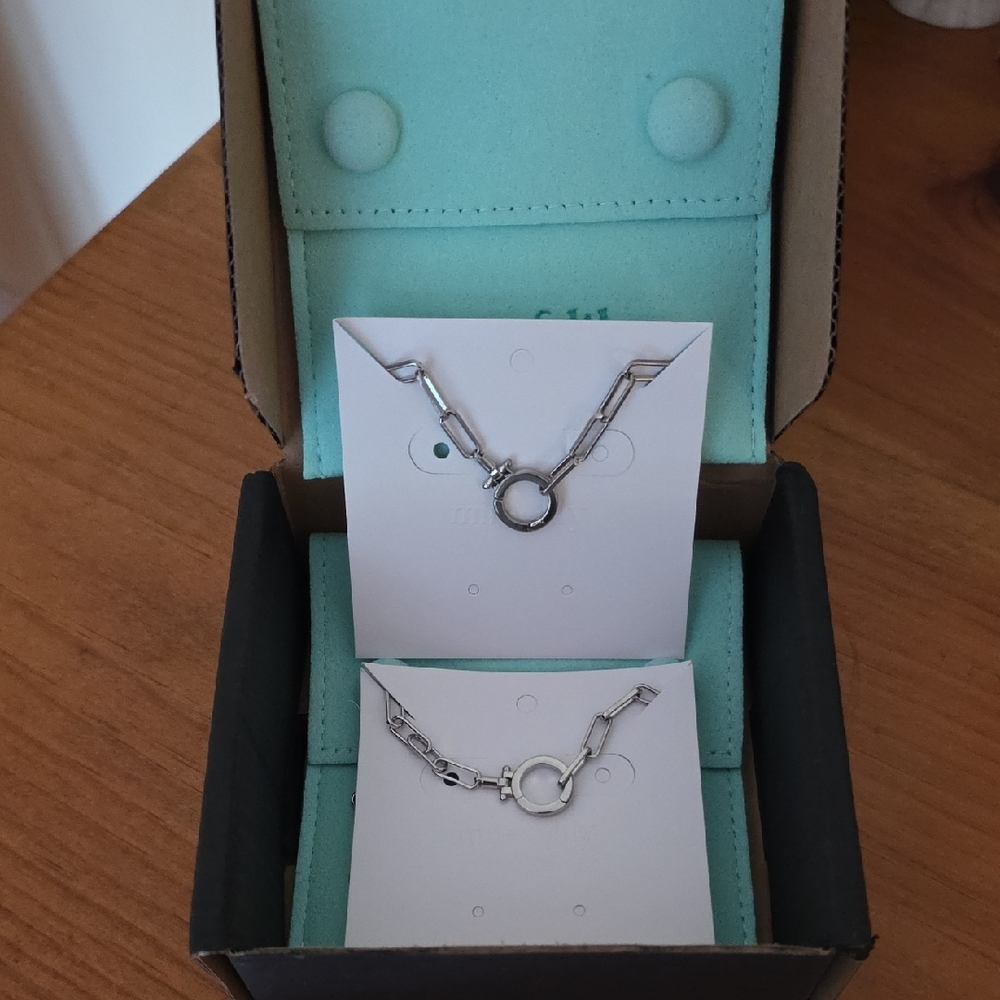 Stylish Silver Bracelet And Necklace, paperclip Style New With box, Worn Once